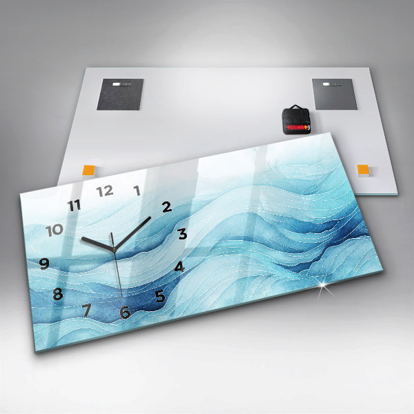 Ceas orizontale de perete din sticlă Nori albaștri