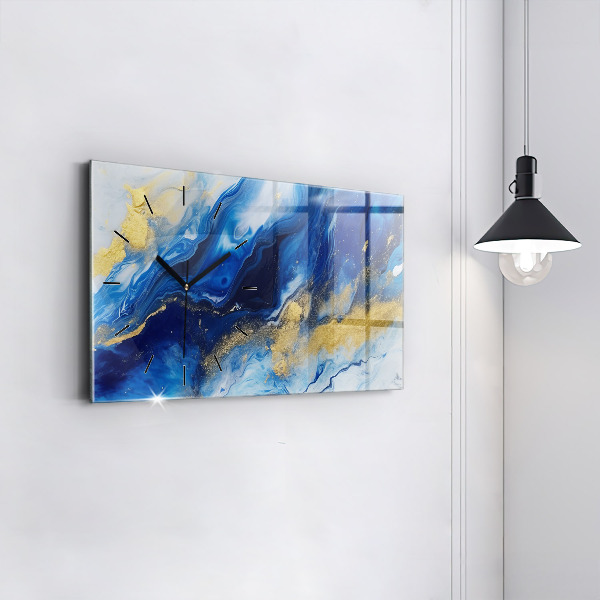 Ceas orizontale de perete din sticlă Marmură albastră