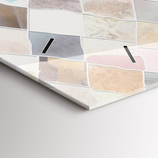 Ceas orizontale de perete din sticlă Placi colorate