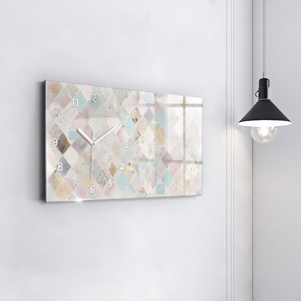 Ceas orizontale de perete din sticlă Placi colorate