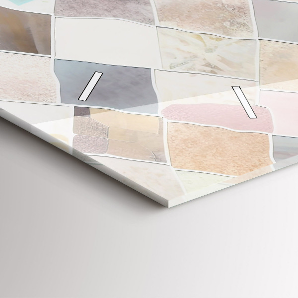 Ceas orizontale de perete din sticlă Placi colorate