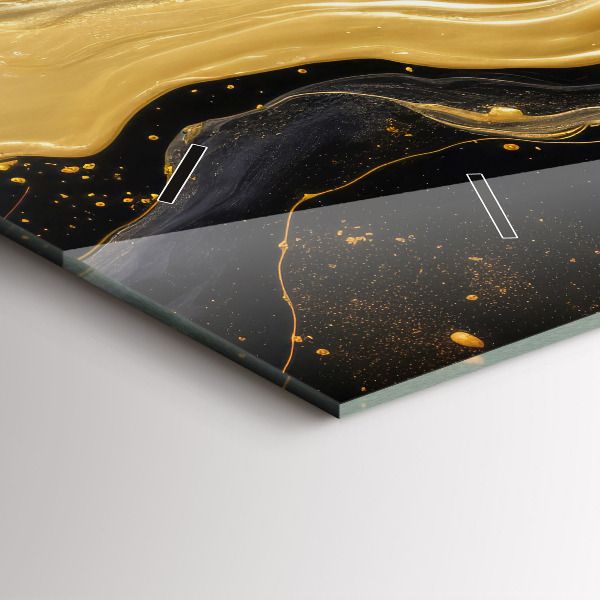 Ceas orizontale de perete din sticlă Marmură aurie