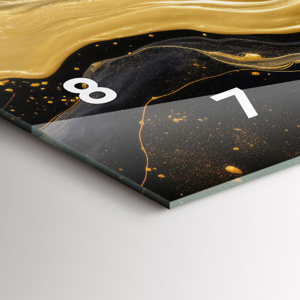 Ceas orizontale de perete din sticlă Marmură aurie