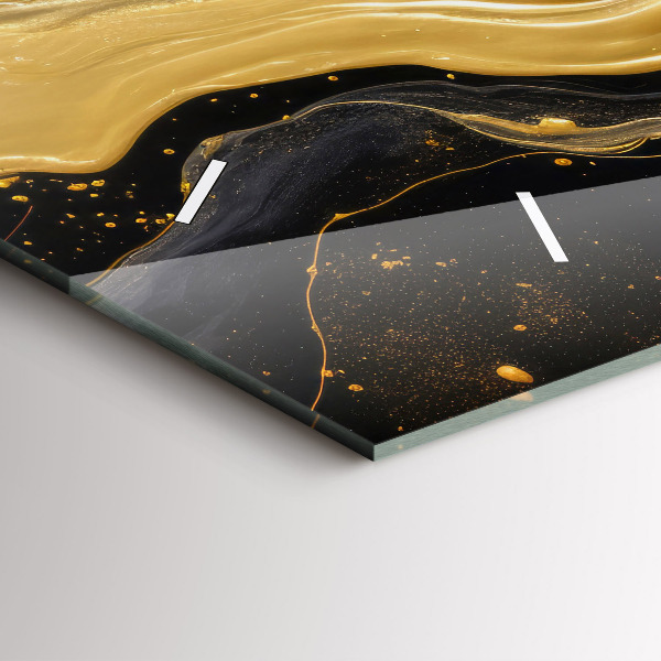 Ceas orizontale de perete din sticlă Marmură aurie