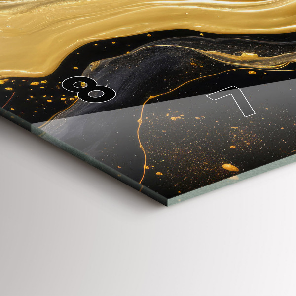 Ceas orizontale de perete din sticlă Marmură aurie