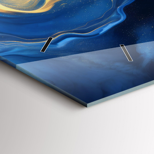 Ceas orizontale de perete din sticlă Marmură albastră