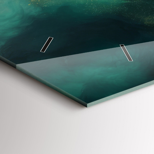 Ceas orizontale de perete din sticlă Marmură verde