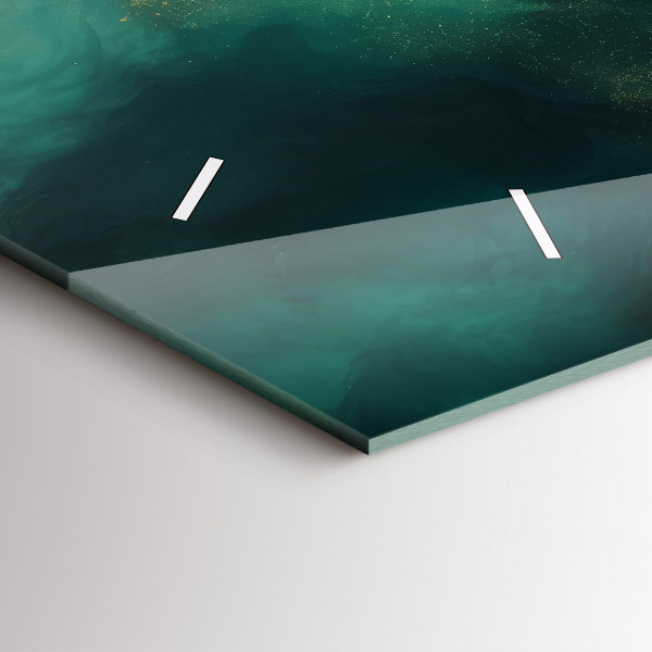 Ceas orizontale de perete din sticlă Marmură verde