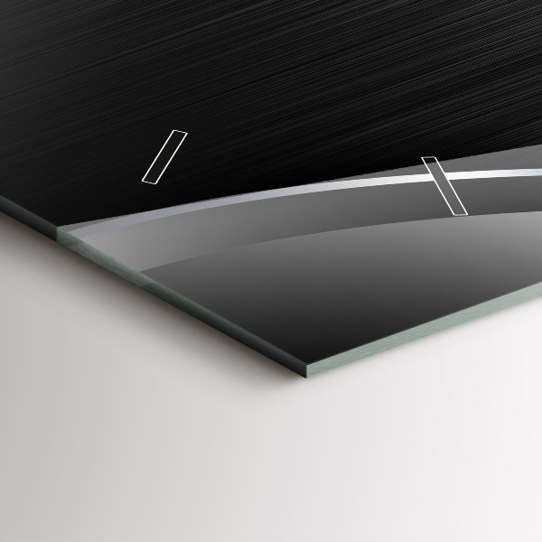 Ceas orizontale de perete din sticlă Linii negre și argintii