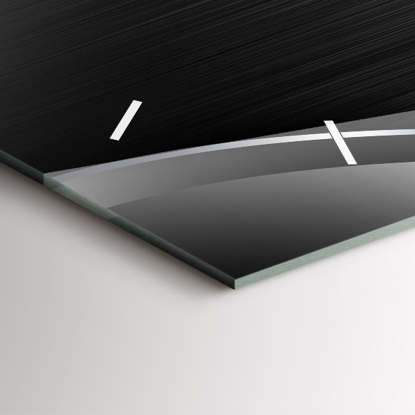 Ceas orizontale de perete din sticlă Linii negre și argintii