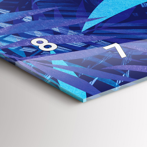 Ceas orizontale de perete din sticlă Frunze albastre