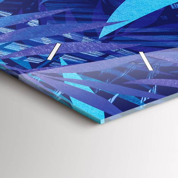 Ceas orizontale de perete din sticlă Frunze albastre