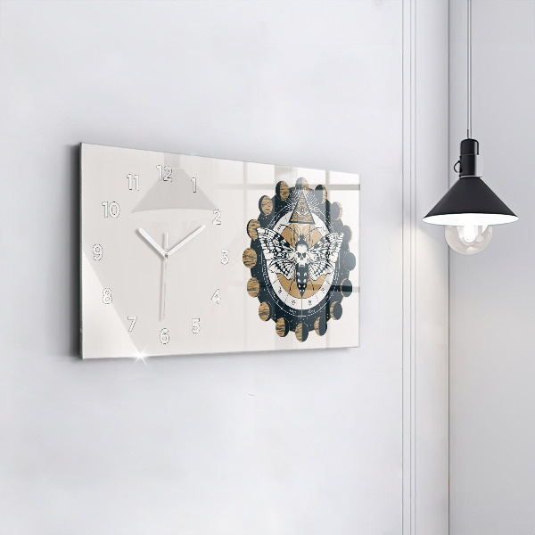 Ceas orizontale de perete din sticlă Fazele lunii și ochiul