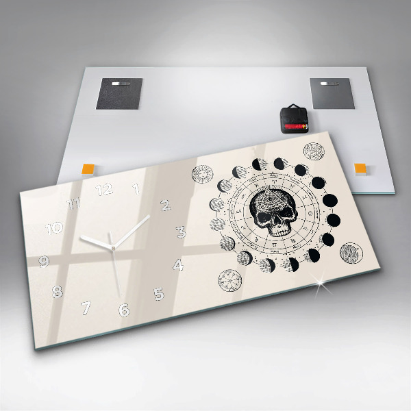 Ceas orizontale de perete din sticlă Fazele lunii