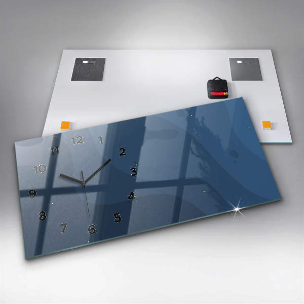 Ceas orizontale de perete din sticlă Valuri albastre