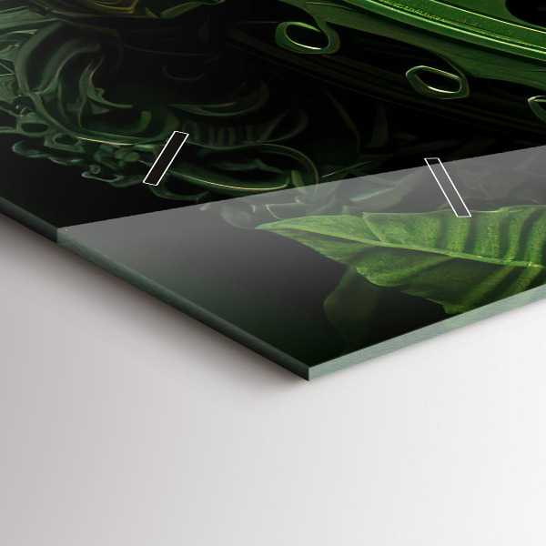 Ceas orizontale de perete din sticlă Mecanism verde