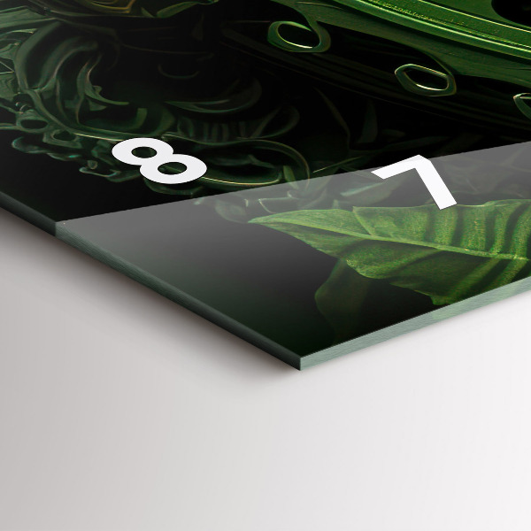 Ceas orizontale de perete din sticlă Mecanism verde