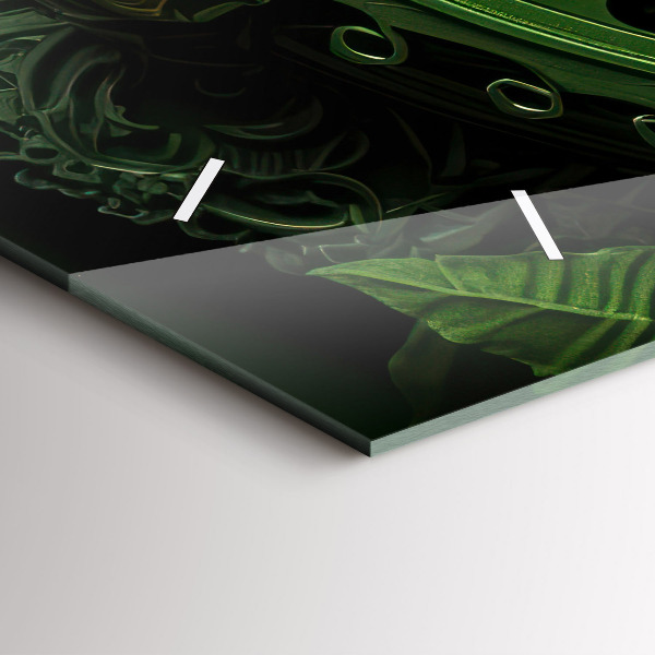 Ceas orizontale de perete din sticlă Mecanism verde