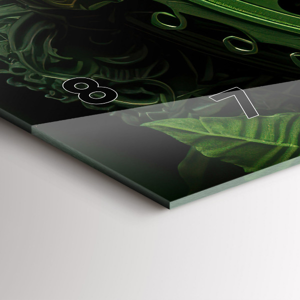 Ceas orizontale de perete din sticlă Mecanism verde