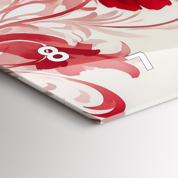 Ceas orizontale de perete din sticlă Flori roșii