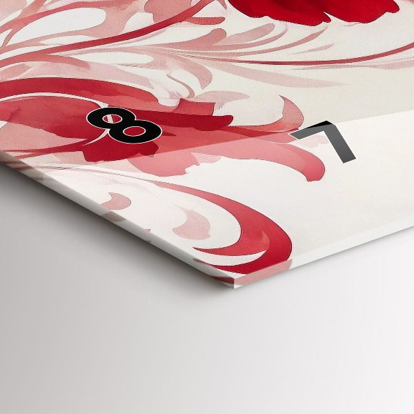 Ceas orizontale de perete din sticlă Flori roșii