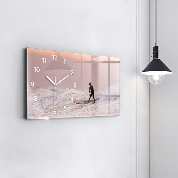 Ceas orizontale de perete din sticlă Surfer în Hawaii