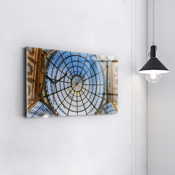 Ceas orizontale de perete din sticlă Mall din Milano