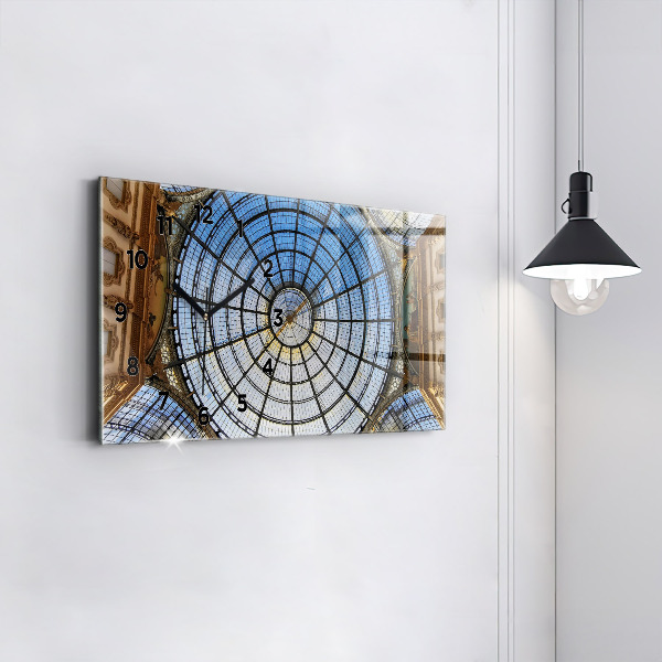 Ceas orizontale de perete din sticlă Mall din Milano