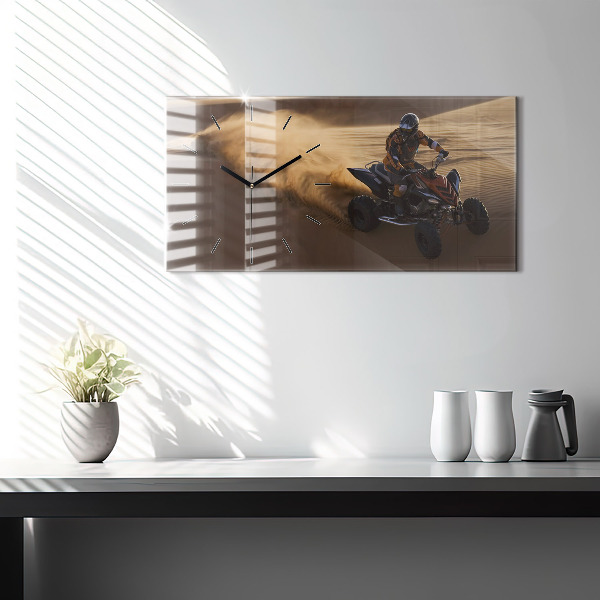 Ceas orizontale de perete din sticlă Quad în deșert