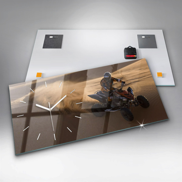 Ceas orizontale de perete din sticlă Quad în deșert