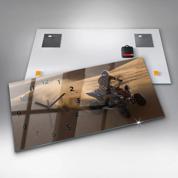 Ceas orizontale de perete din sticlă Quad în deșert