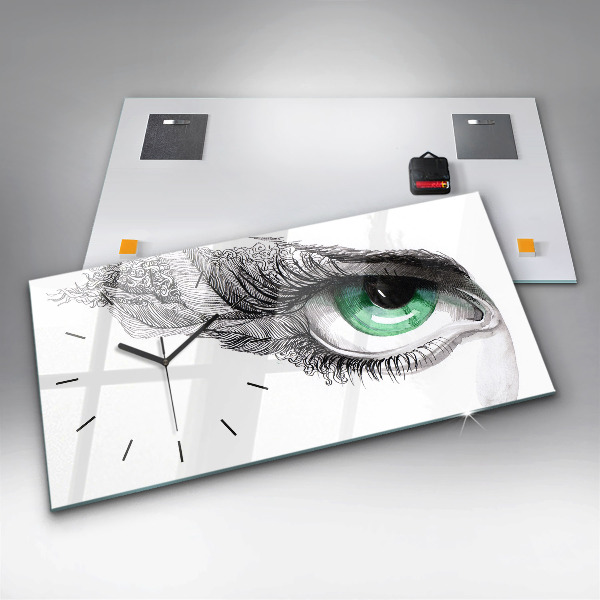 Ceas orizontale de perete din sticlă Abstracția ochiului uman