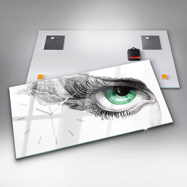 Ceas orizontale de perete din sticlă Abstracția ochiului uman