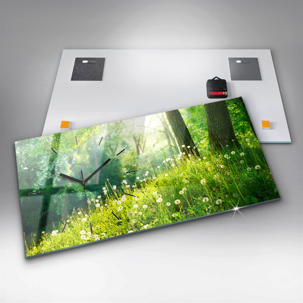 Ceas orizontale de perete din sticlă Natura de primăvară