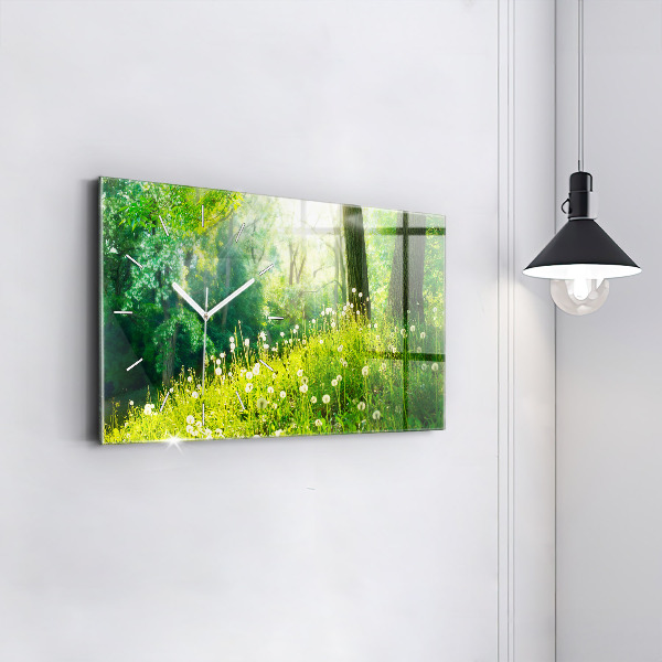 Ceas orizontale de perete din sticlă Natura de primăvară