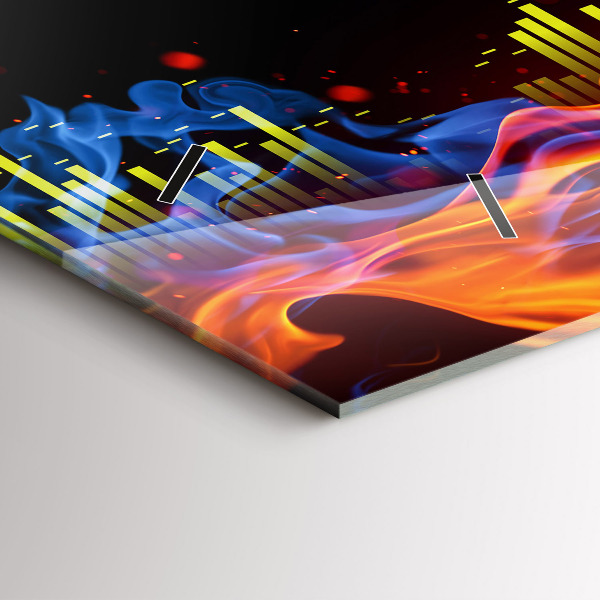 Ceas orizontale de perete din sticlă Căști și unde sonore