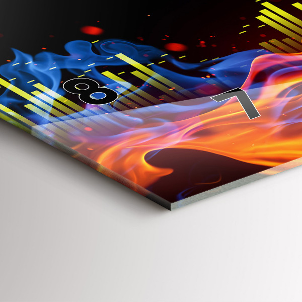 Ceas orizontale de perete din sticlă Căști și unde sonore