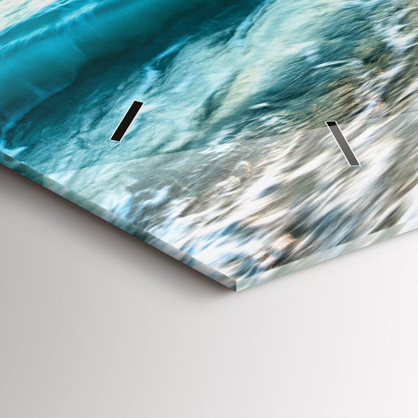 Ceas orizontale de perete din sticlă Plaja, mare si nisip