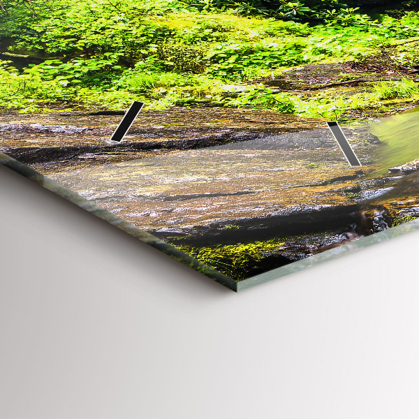 Ceas orizontale de perete din sticlă Cascada de pădure