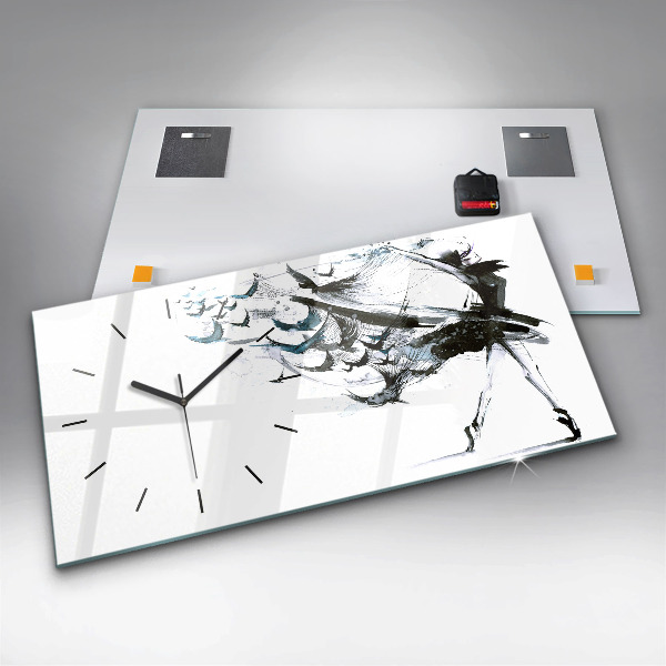 Ceas orizontale de perete din sticlă Femeie dansând balet