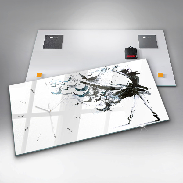 Ceas orizontale de perete din sticlă Femeie dansând balet