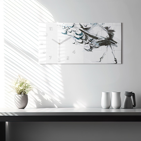 Ceas orizontale de perete din sticlă Femeie dansând balet