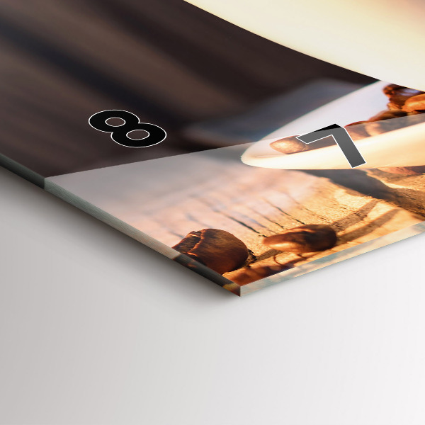 Ceas orizontale de perete din sticlă O ceașcă de cafea