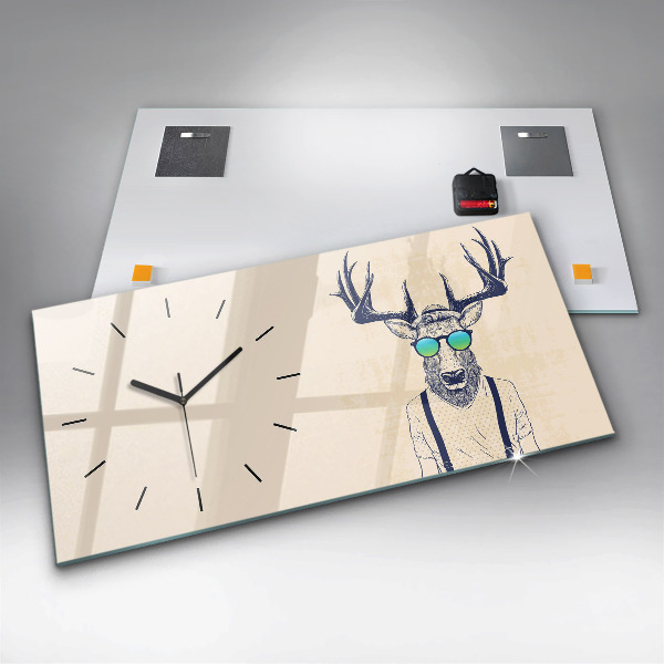 Ceas orizontale de perete din sticlă Cerb abstract