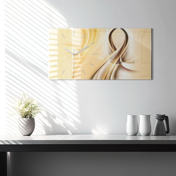 Ceas orizontale de perete din sticlă Valuri abstracte