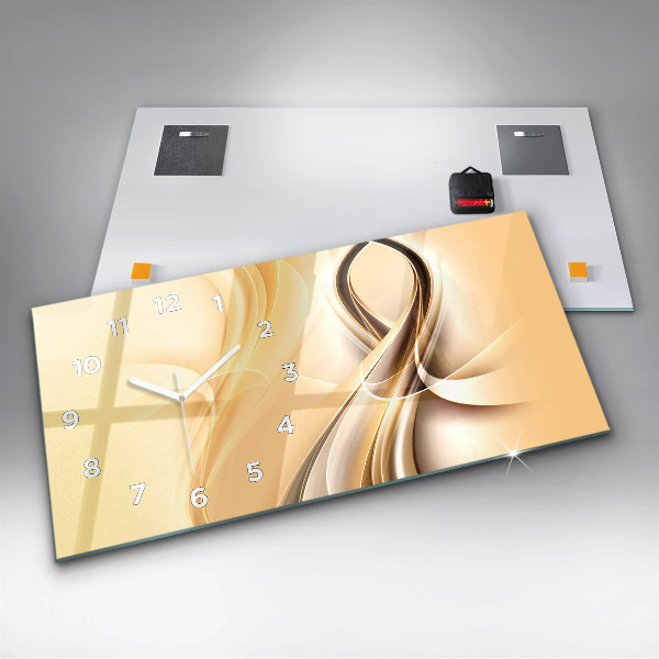 Ceas orizontale de perete din sticlă Valuri abstracte