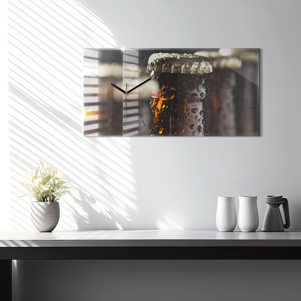 Ceas orizontale de perete din sticlă Sticle de sticlă