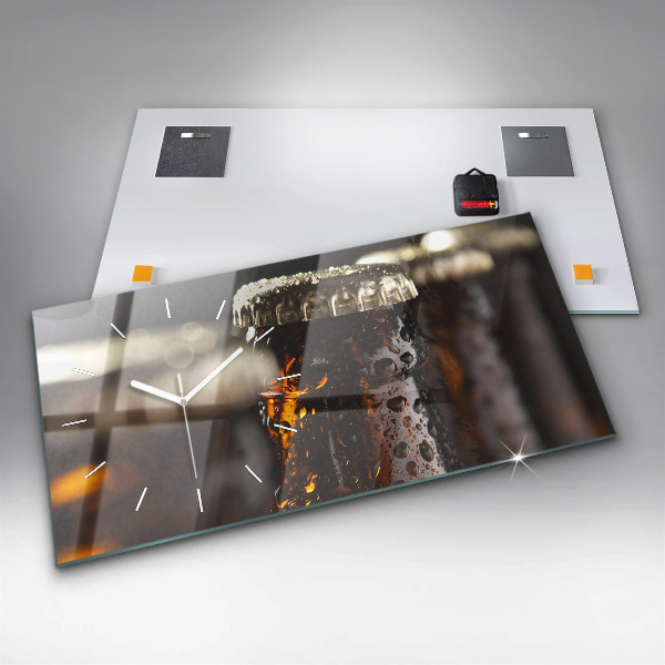 Ceas orizontale de perete din sticlă Sticle de sticlă