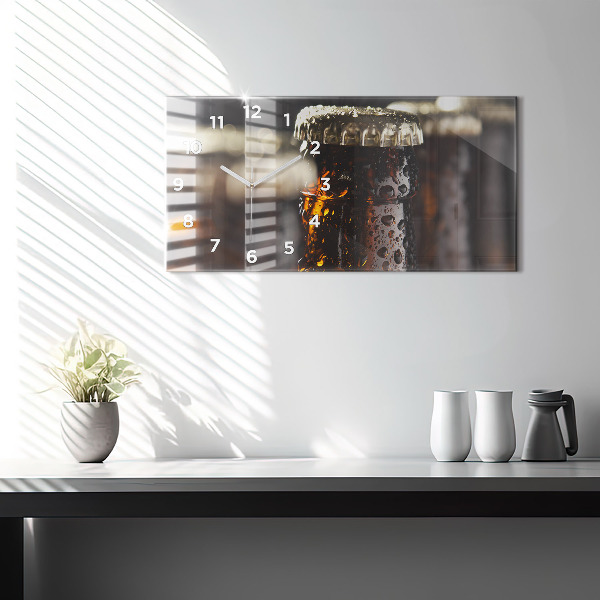 Ceas orizontale de perete din sticlă Sticle de sticlă