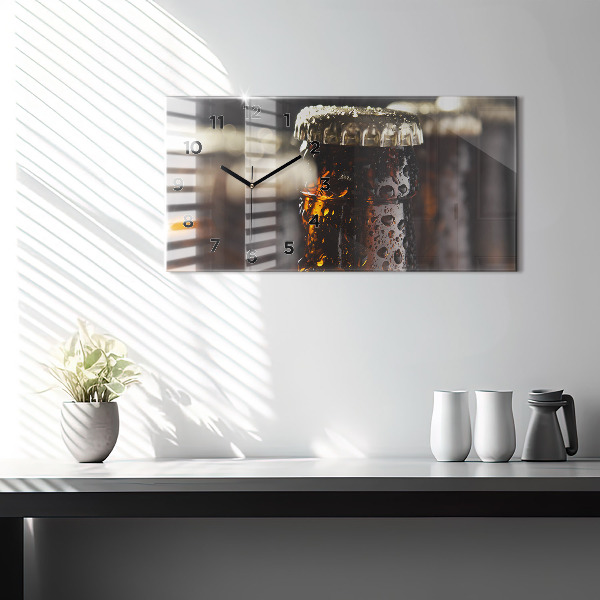 Ceas orizontale de perete din sticlă Sticle de sticlă